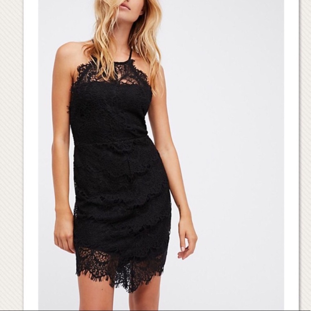 Free People “Shes Got It” Lace Button Back Dress